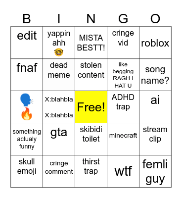 yt short bingo Card