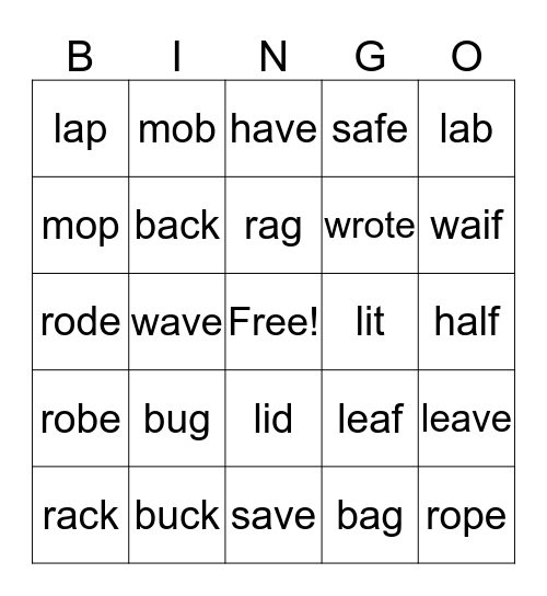 Level 7 Bingo Card
