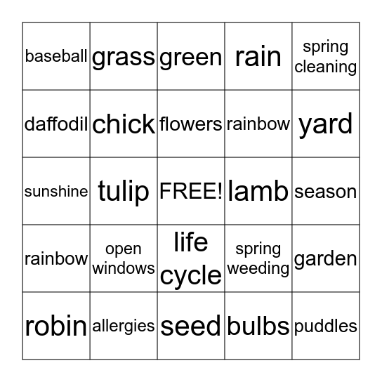 SPRING  BINGO Card