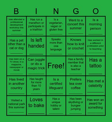 DYI BACK TO SCHOOL Bingo Card