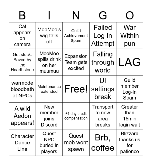 Launch Day BINGO Card