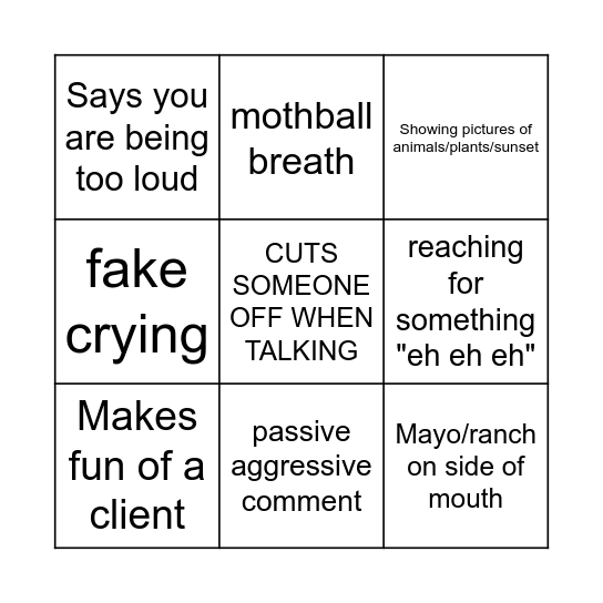 Rubin Bingo Card