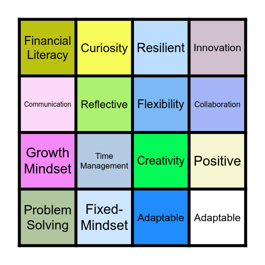 Mindsets & Skillsets Bingo Card