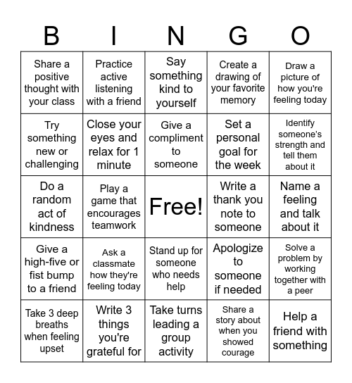 Champs Bingo Card