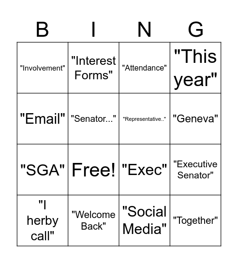 SGA Bingo Card! Bingo Card