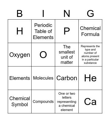 Elements & Compounds Bingo Card