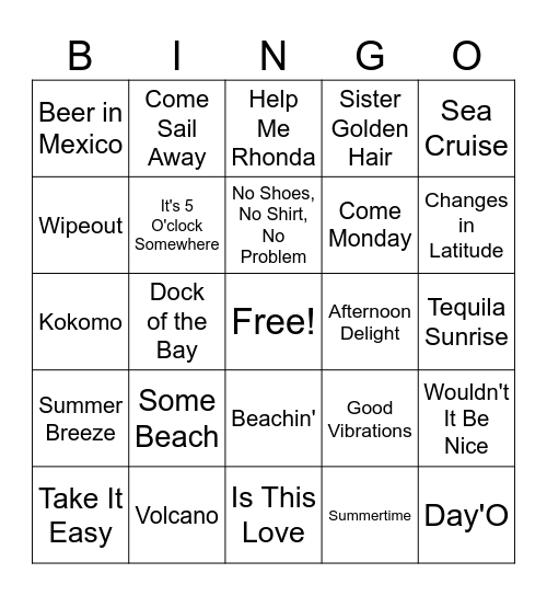 Summertime #1 Bingo Card