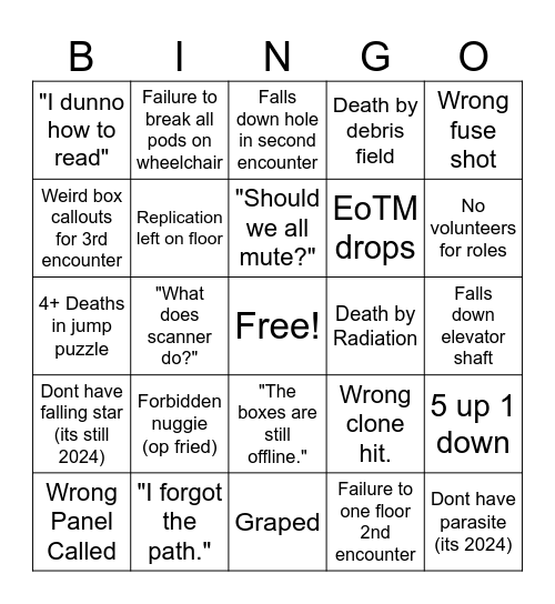 Deep Stone Crypt Bingo Card
