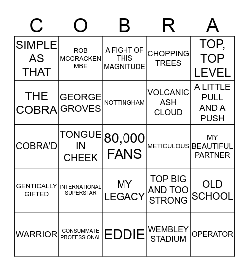 FROCH BINGO Card