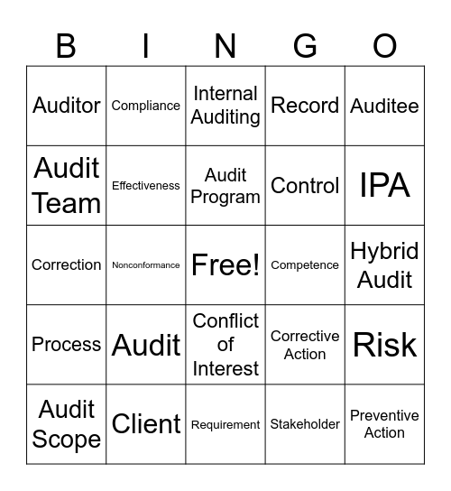 August IPA 1:1 Bingo Card