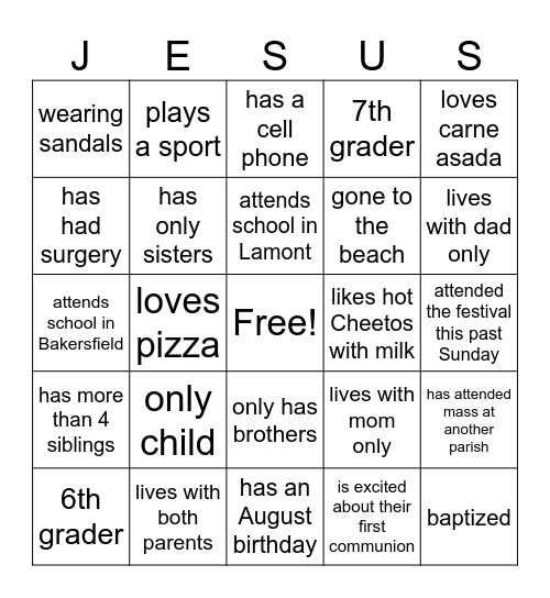 Who are my classmates? Bingo Card