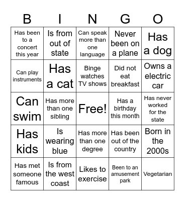 DEQ New Hire B.I.N.G.O Bingo Card