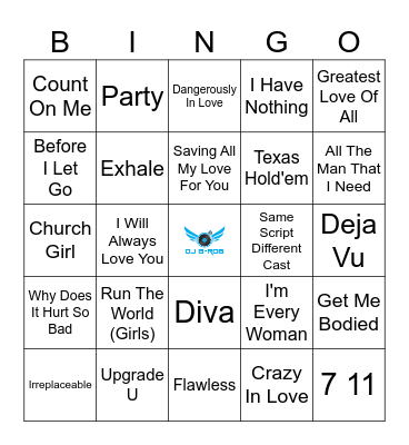 Beyonce & Whitney Bingo Card