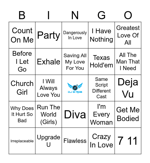 Beyonce & Whitney Bingo Card