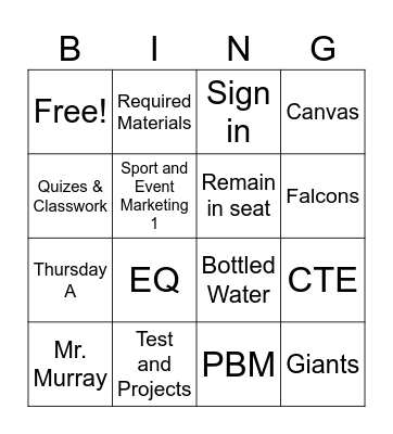 Sport and Event Marketing 1 Bingo Card