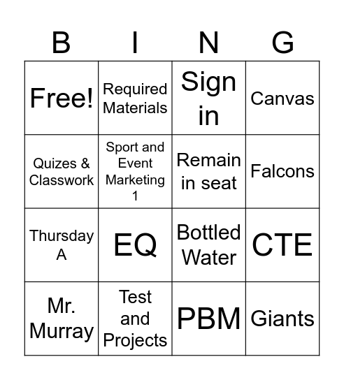 Sport and Event Marketing 1 Bingo Card