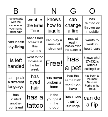 Find Someone Who... Bingo Card