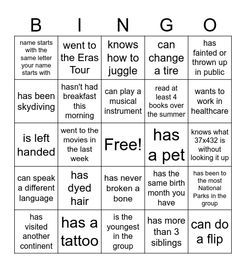 Find Someone Who... Bingo Card