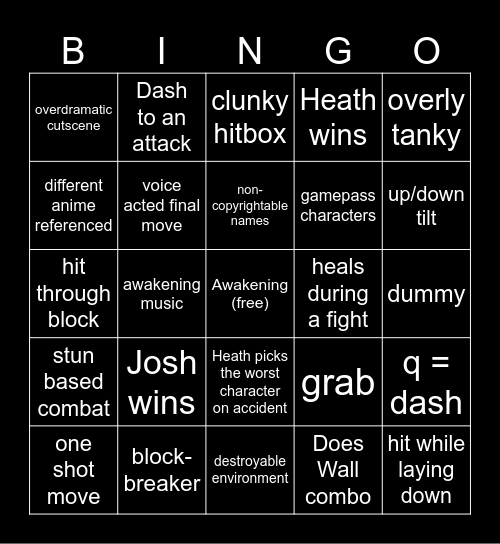 Heroes Battlegrounds Bingo Bongo Bingo Card