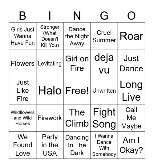 Go Girls! Bingo Card