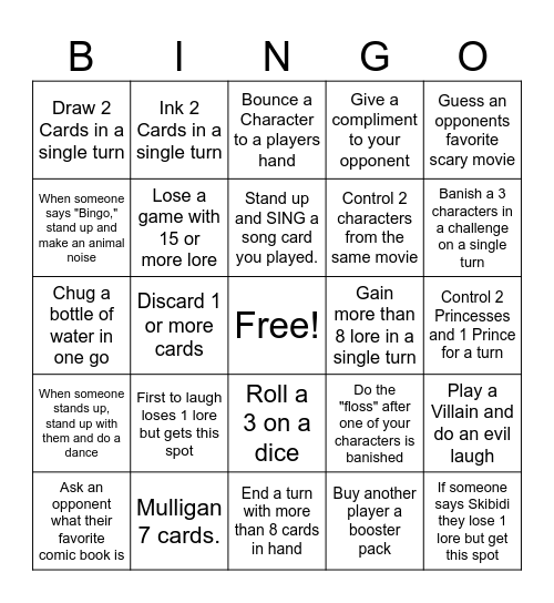 Lorcana Bingo Card