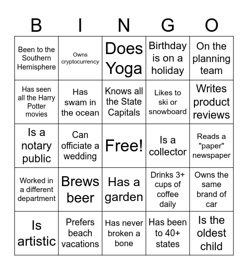 Together We Can Bingo Card