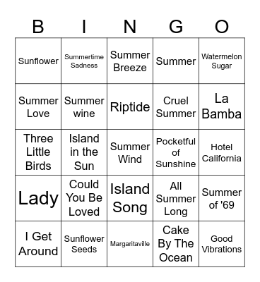 All About Summer Bingo Card