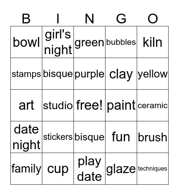 Color Me Mine Bingo! Bingo Card