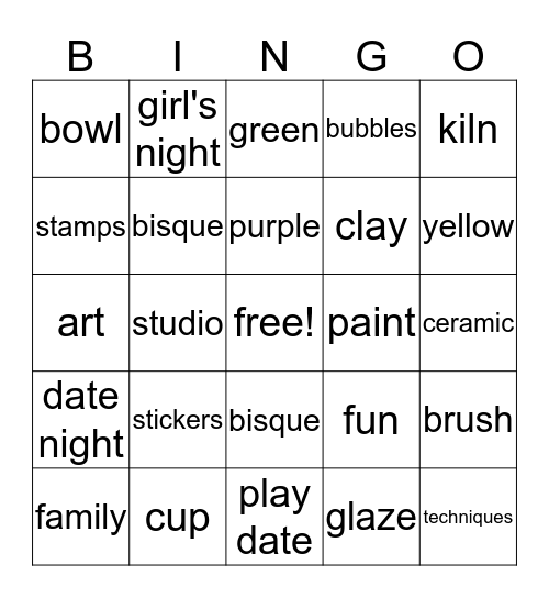 Color Me Mine Bingo! Bingo Card