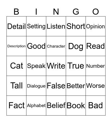 Word Bingo =D Bingo Card