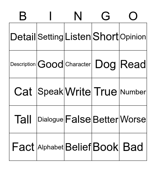 Word Bingo =D Bingo Card