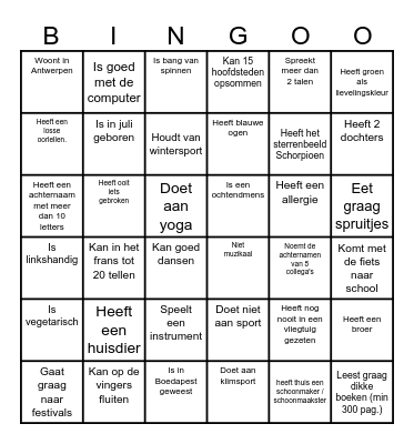 Kennismakingsbingo Card