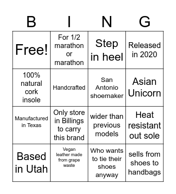 New Vendors Bingo Card