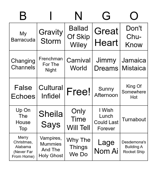 JIMMY BUFFETT (3) Bingo Card