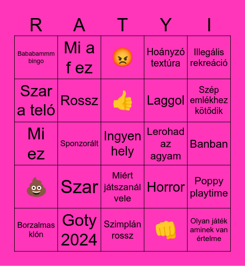 Ratyi roblox Bingo Card