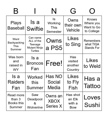 Ice-Breaker Bingo Card