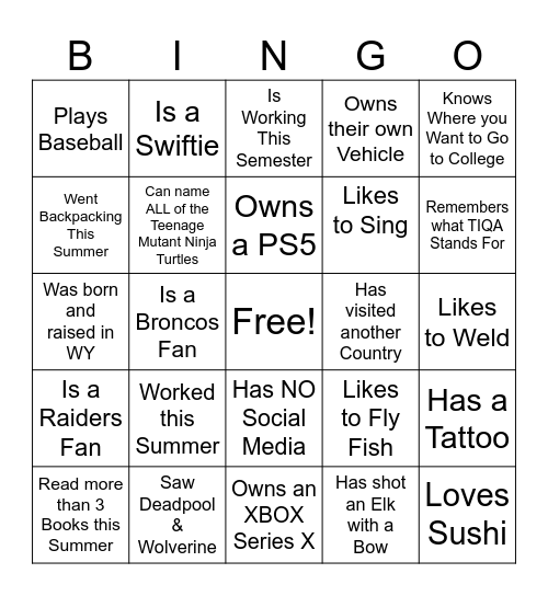 Ice-Breaker Bingo Card