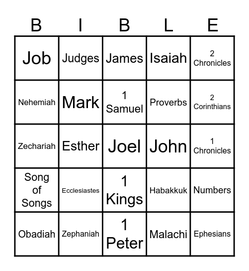 Books of the Bible Bingo Card