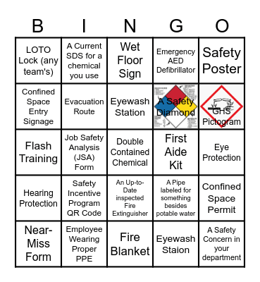 Safety Hazard BINGO Card