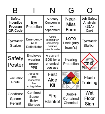 Safety Hazard BINGO Card