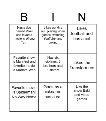 Untitled Bingo Card
