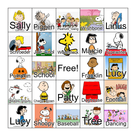 Peanuts Bingo Card