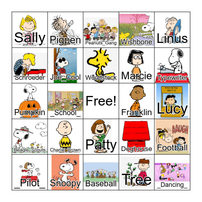 Peanuts Bingo Card