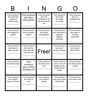 SACE Bingo Card