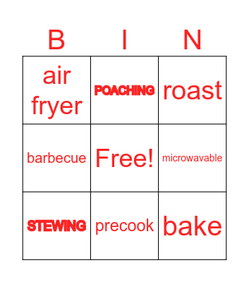 Method of Cooking Bingo Card