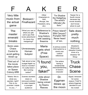 sonic movie 3 bingo Card