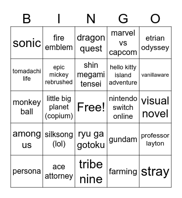 nintendo direct bingo Card