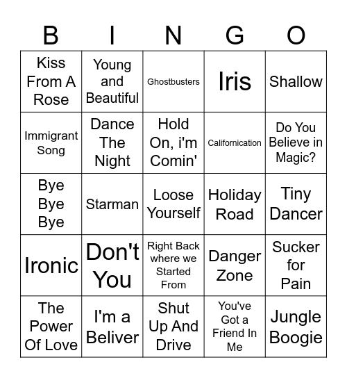 Movie Music Bingo Card