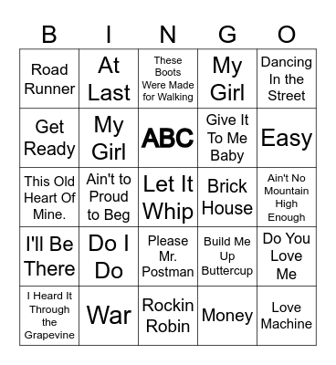 Motown Bingo Card