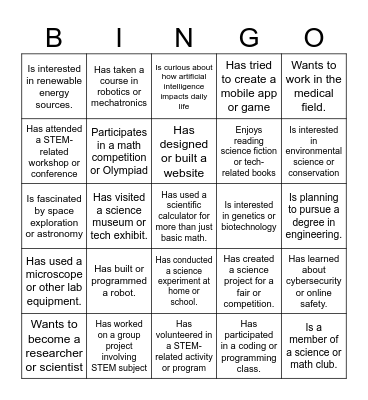 STEM BINGO Card